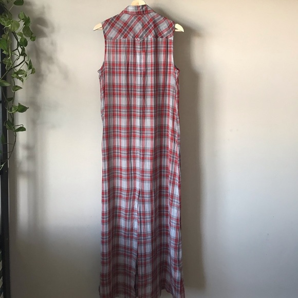 Plaid Button Up Slit Shirt Dress - Picture 4 of 7